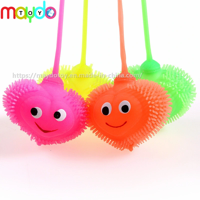 TPR Flashing Smiling Heart Shape Puffer Ball Soft Plastic Kids Toy