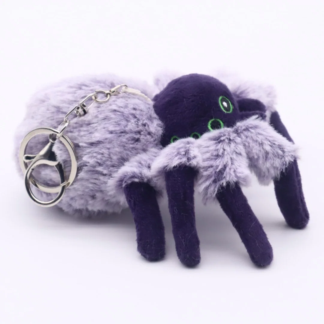 Comercio al por mayor de la felpa felpa Clip de peluche ojos compuestos Spider de 10,5cm morado (L) Llavero Llavero juguetes araña