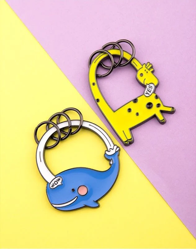 Personal Sublimation Cute Anime Cat Zoo Elephant Giraffe Wheal Plant Chain Simons Cat Metal Zinc Alloy Stainless Steel Enamel Rubber PVC Metal Custom Key Ring