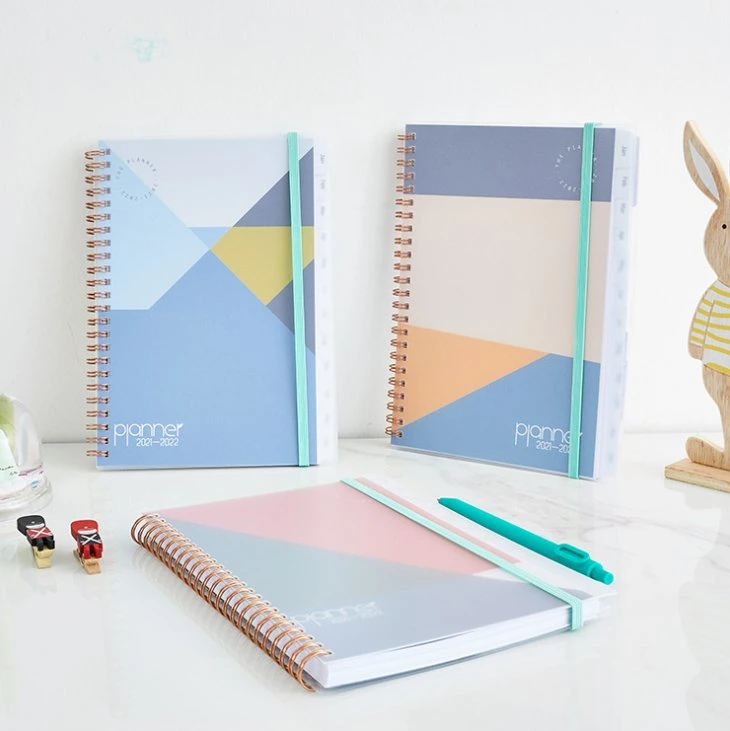 Personalizado Custom 2021-2022 Hardcover Dairy Planner espiral A5 Agenda de Revistas Cuaderno Planificador