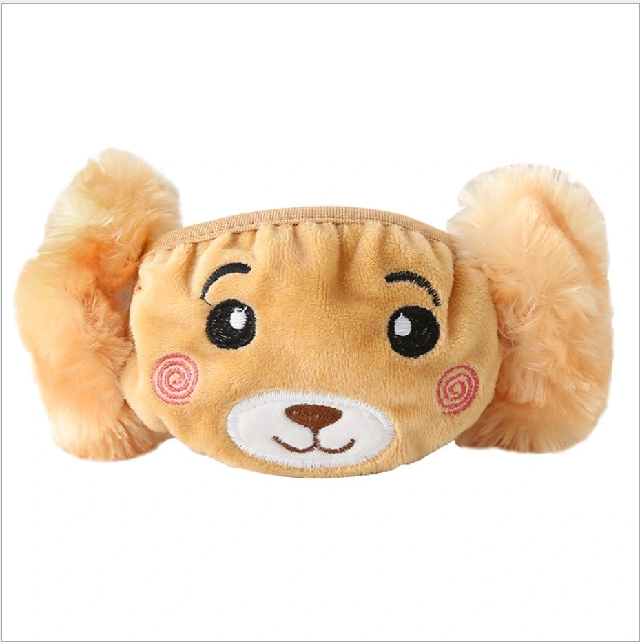 Winter New Children's Cartoon Cute Ear Mask Plush Bear Student Two in One Warm Mask