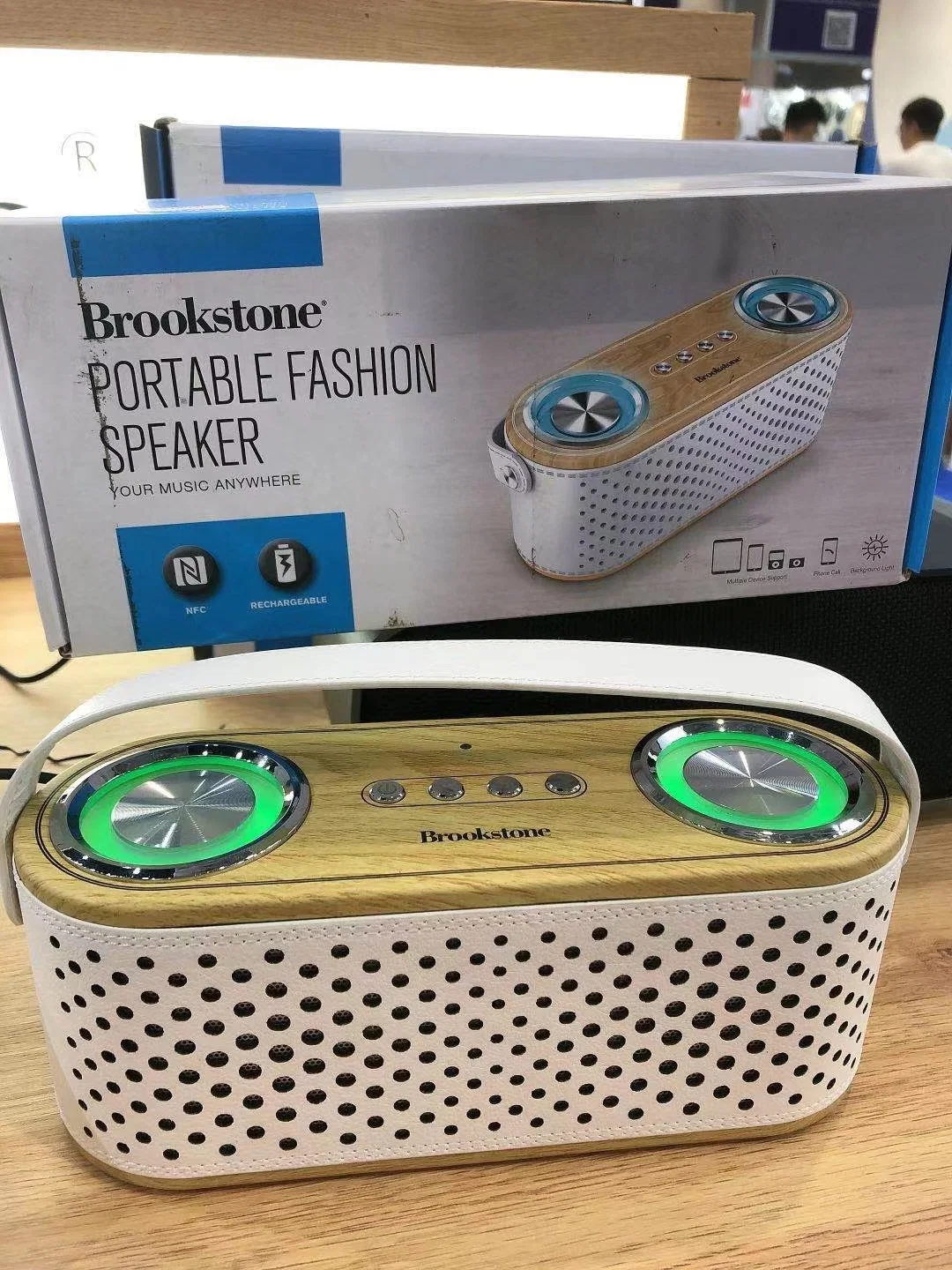 Original Brookstone Portable Fashion Speaker Bluetooth Indoor and Outdoor Wireless Music Box