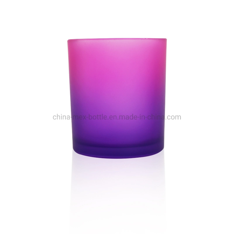 300ml Empty Scented Candle Cup Colorful Frosted Glass Candle Jar with Lid