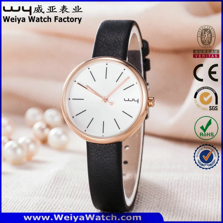 ODM Fashion Leather Strap Quartz Ladies Wrist Watch (Wy-126E)