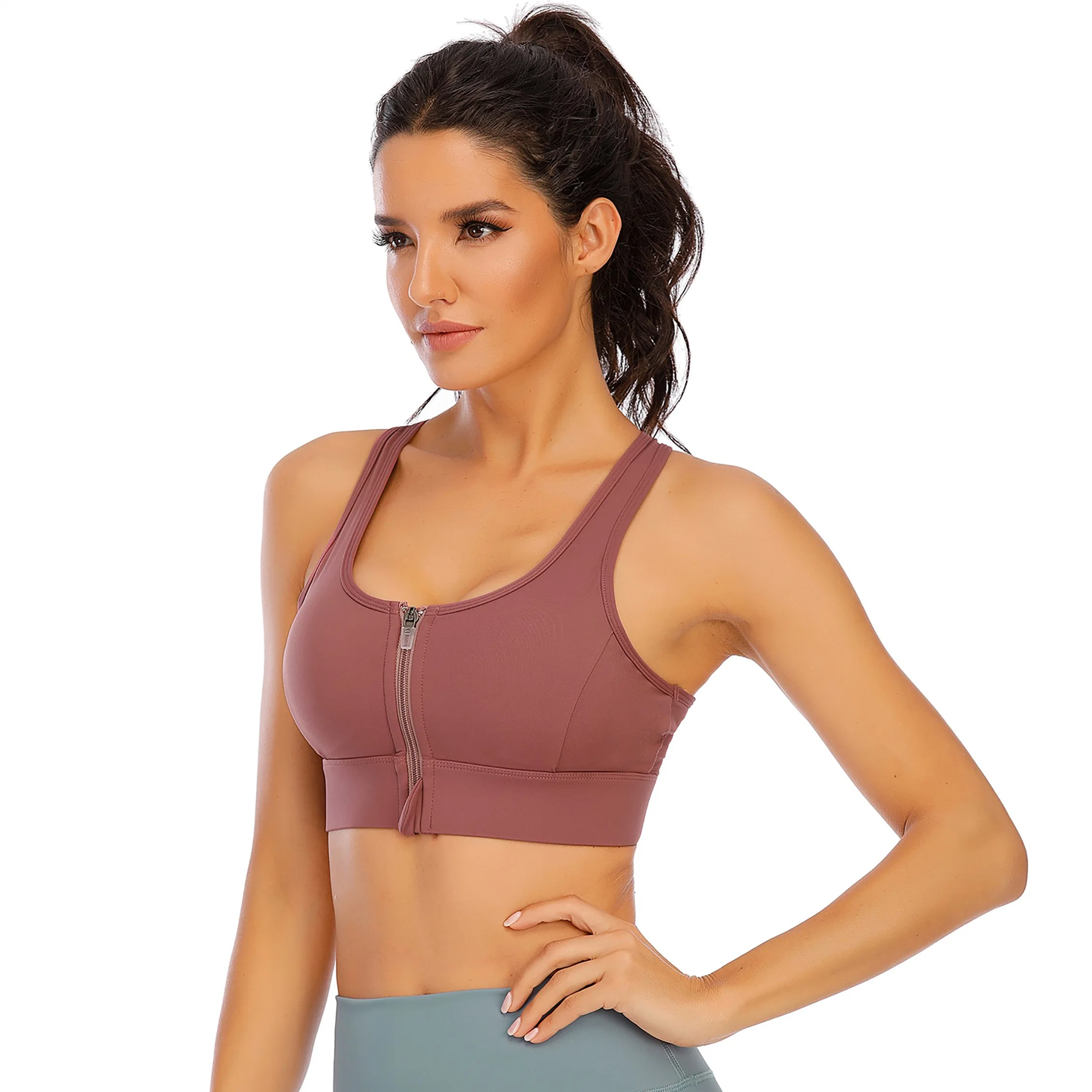 Criss-Cross Back Padded Sports Bras Medium Support Yoga Bra with Removable Cups