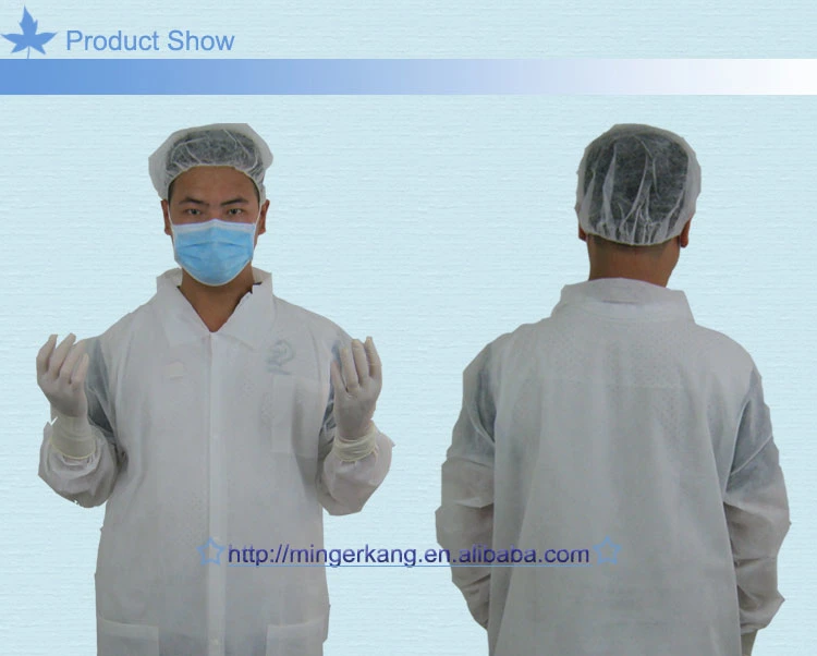 Blue and White PP Non Woven Disposable Lab Coat