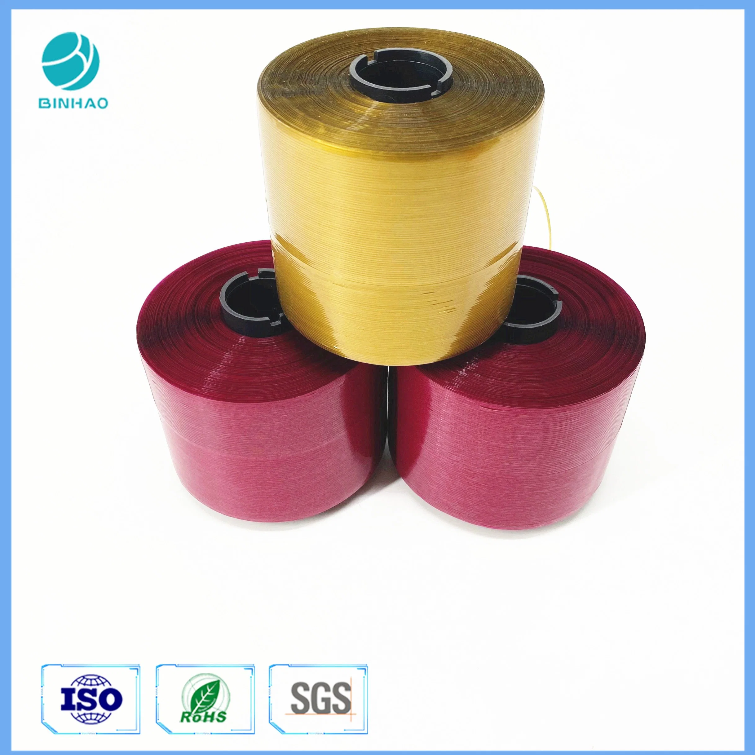 5000m Red Golden BOPP Material Tear Ribbon with Strong Uniform Adhesive