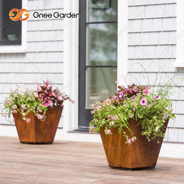 Modern Style Corten Steel Garden Flowerpot