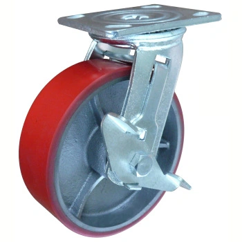 Hot Sale 6 Inch Red PU Heavy Duty Caster with Side Lock