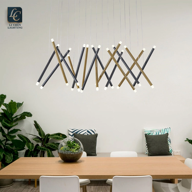 Modern Ceiling Hanging Aluminum Acrylic Chandelier Restaurant LED Pendant Lamp