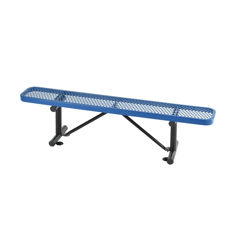 OEM 72" Rectangular Expanded Single Bench No Backrest Blue Park/Outdoor Metal Steel Thermoplastic Benches