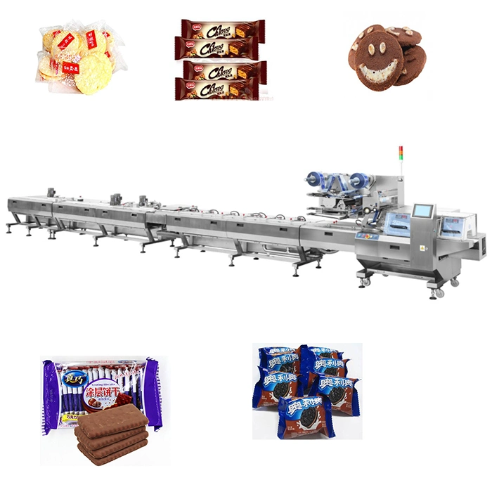 Small Large Scale Biscuits Factory Supplying Cranberry Cookies Big Bag Small Pocket Filling Machine / Cookies Packing Machine