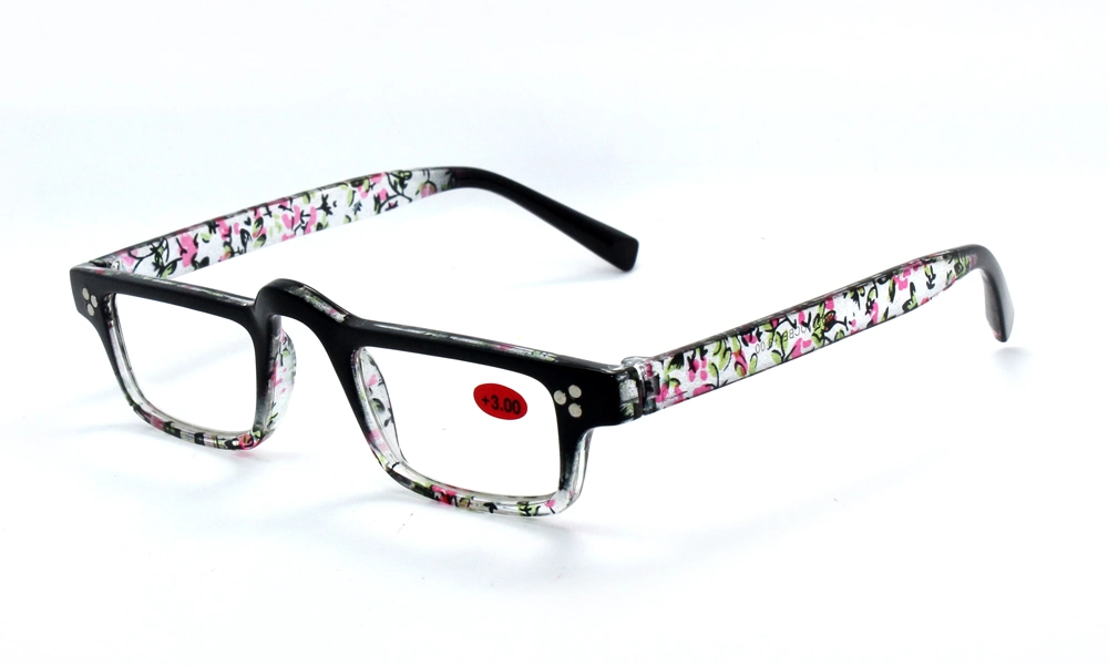 Classic Style Rectangular Frame with Studs Custom Logo Spring Hinges Reading Glasses