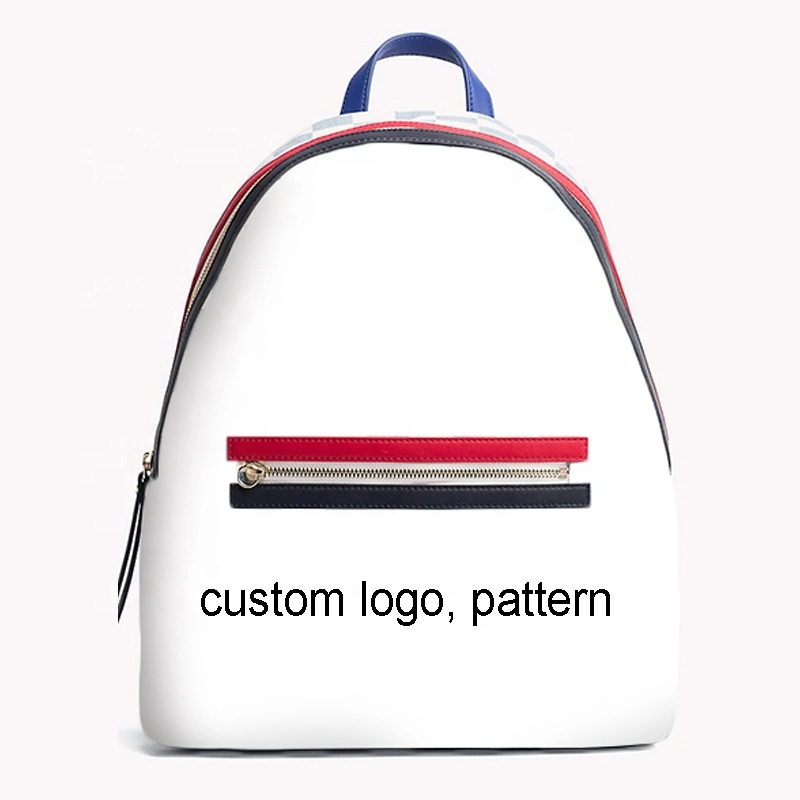 La pequeña fábrica MOQ Logotipo personalizado de bricolaje de patrón de los estudiantes de la cremallera de lienzo Mochila escolar adolescente Bolso Mujer PU Mochila OEM ODM.