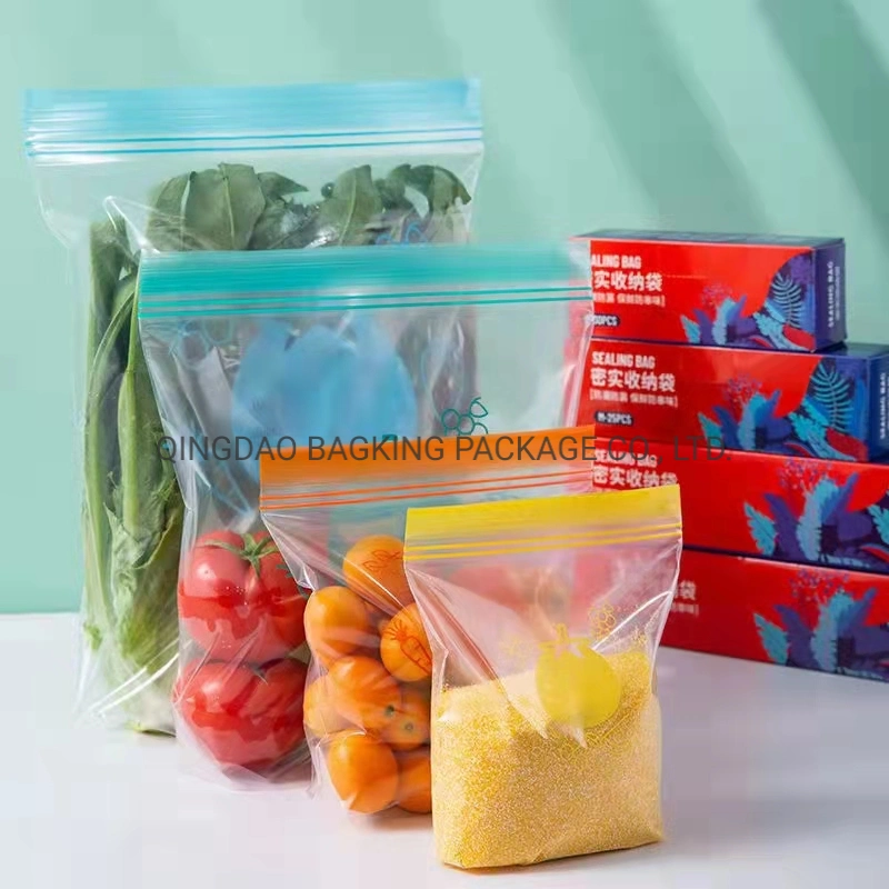 LDPE Grip Seal Farbe Reißverschluss Reißverschluss Ziplock Snack Gallone/ Quart /Gefriertruhe /Sandwichtasche Lebensmittelbeutel Mit Doppeltem Reißverschluss Lebensmittelbeutel Für Gefrierschränke Aus Kunststoff