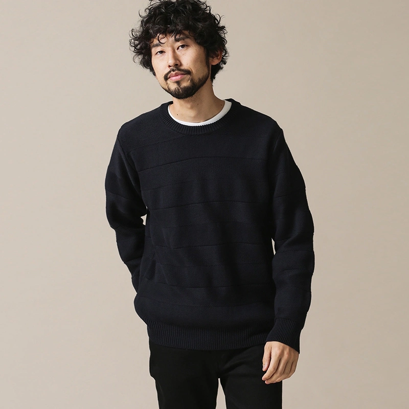 Designer Knitwear Cotton Wool Custom Black Knit Sweater Men