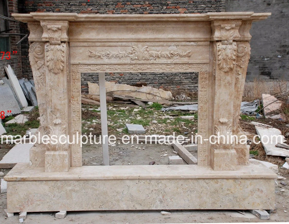 Most Popular Antique Travertine Stone Marble Fireplace (SY-MF301)