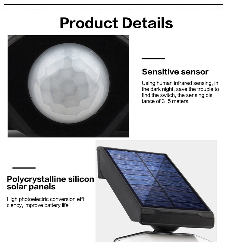 Brightenlux 3 modos de trabajo humano Pnels solares de silicio policristalino de detección de infrarrojos Walllight