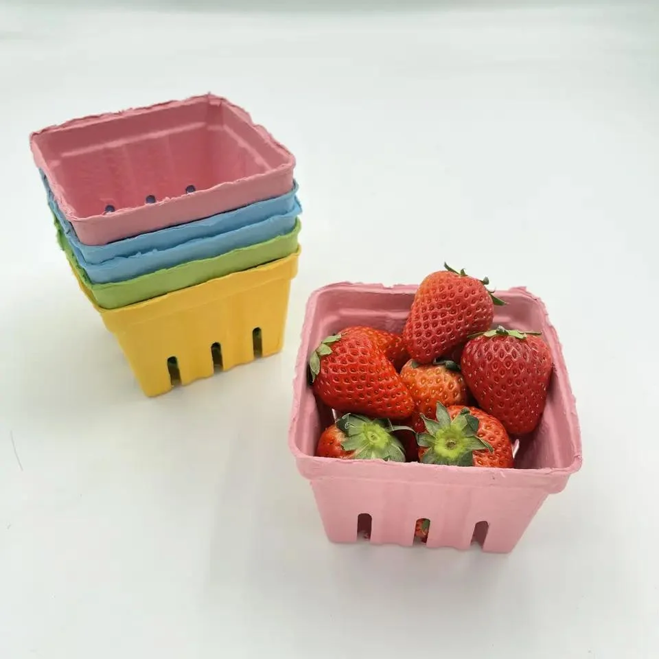 Custom Color Size Vegetable Fruit Packaging Box Picking Pulp Berry Basket Pints Cheap Pulp Fiber Berry Basket Supplier