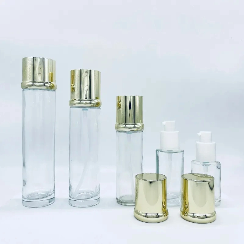 Luxury 50g 100ml Skincare Packaging Glass Cream Jars and Lotion Bottles Set