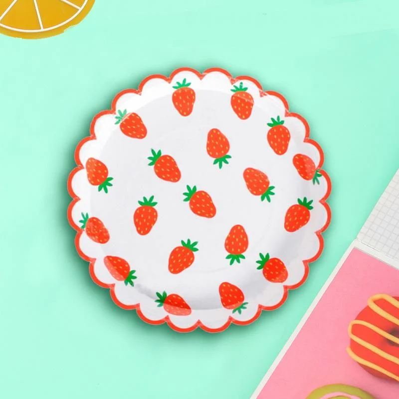 Cherry Strawberry Baby Shower Paper Plates Cup Set Tableware Birthday Decoration