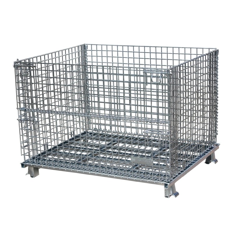 Folding and Rolling Storage Basket Locking Storage Cage Steel Mesh Cage