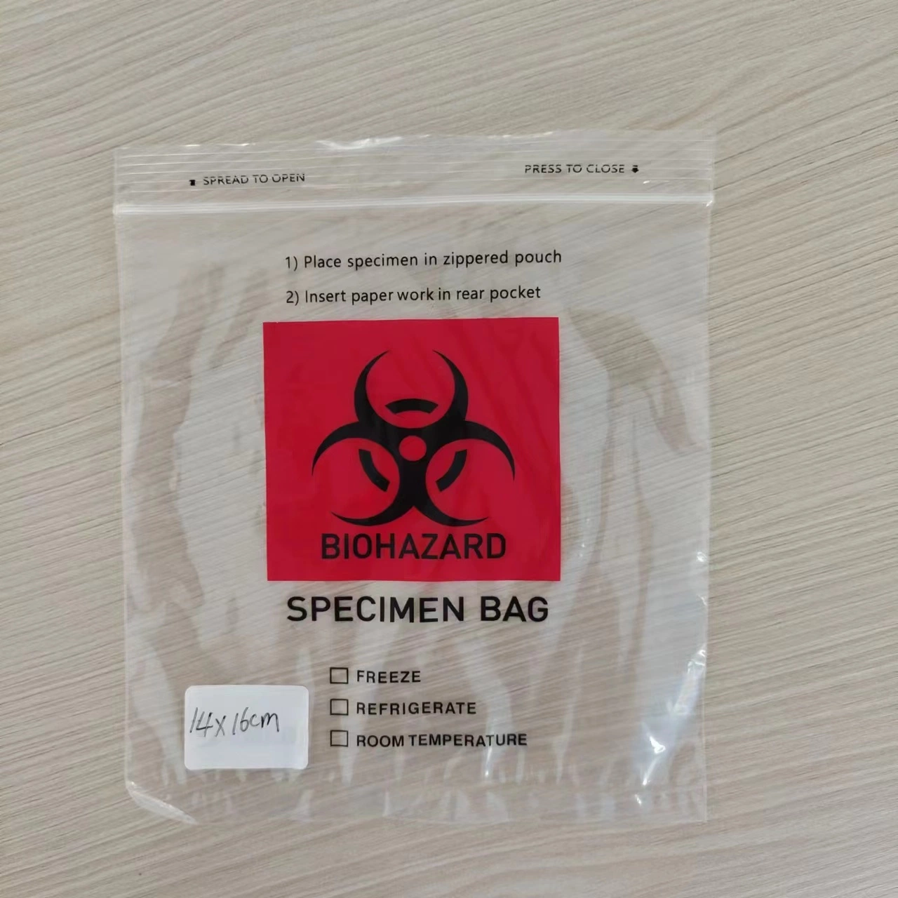 Bolsa de Zipper para laboratorio para muestras de peligro biológico médico