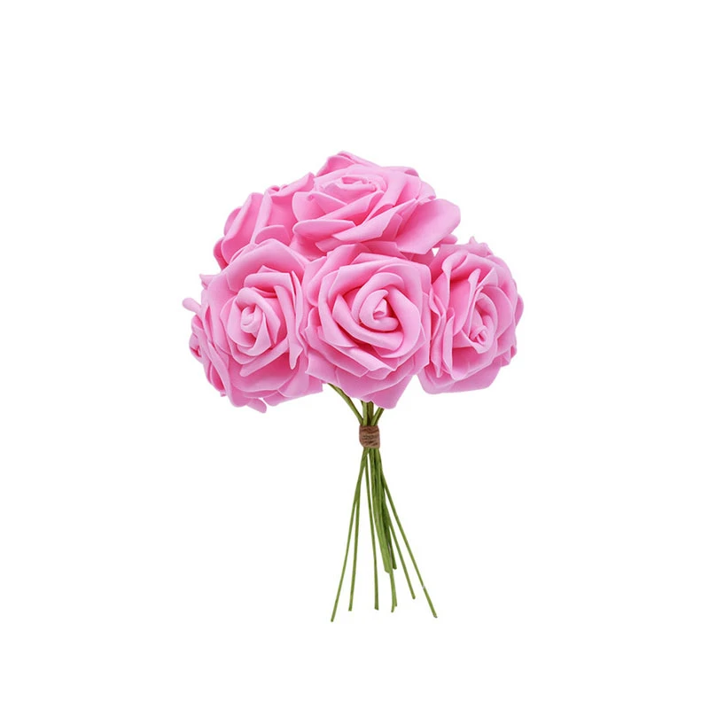 Rose Flores artificiais com aparência real deixa de haste de Rosas de espuma para buquês de casamento festa Centerpieces bricolage decoração doméstica