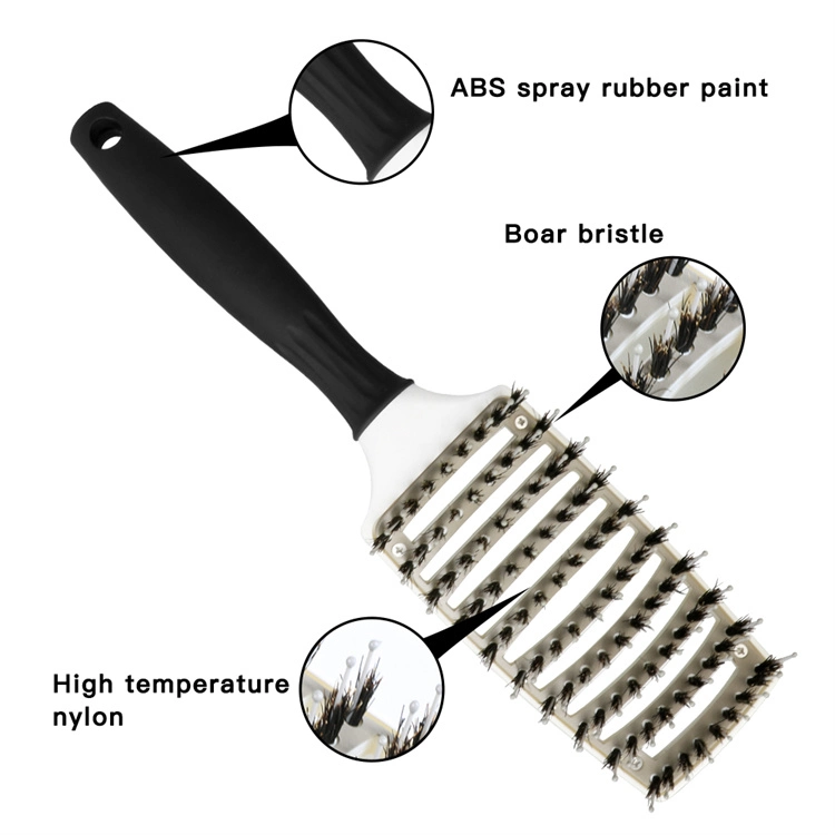 Factory Custom Nice Design Professional Antistatic Paddle Curved Vent Nylon Hair Detangler Brush
