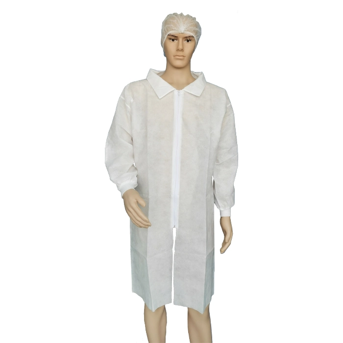 Disposable Lab Coat Nonwoven PP/SMS Visiting Lab Gown with Knitted Cuff and Collar Multiple Colors Available Lab Coat