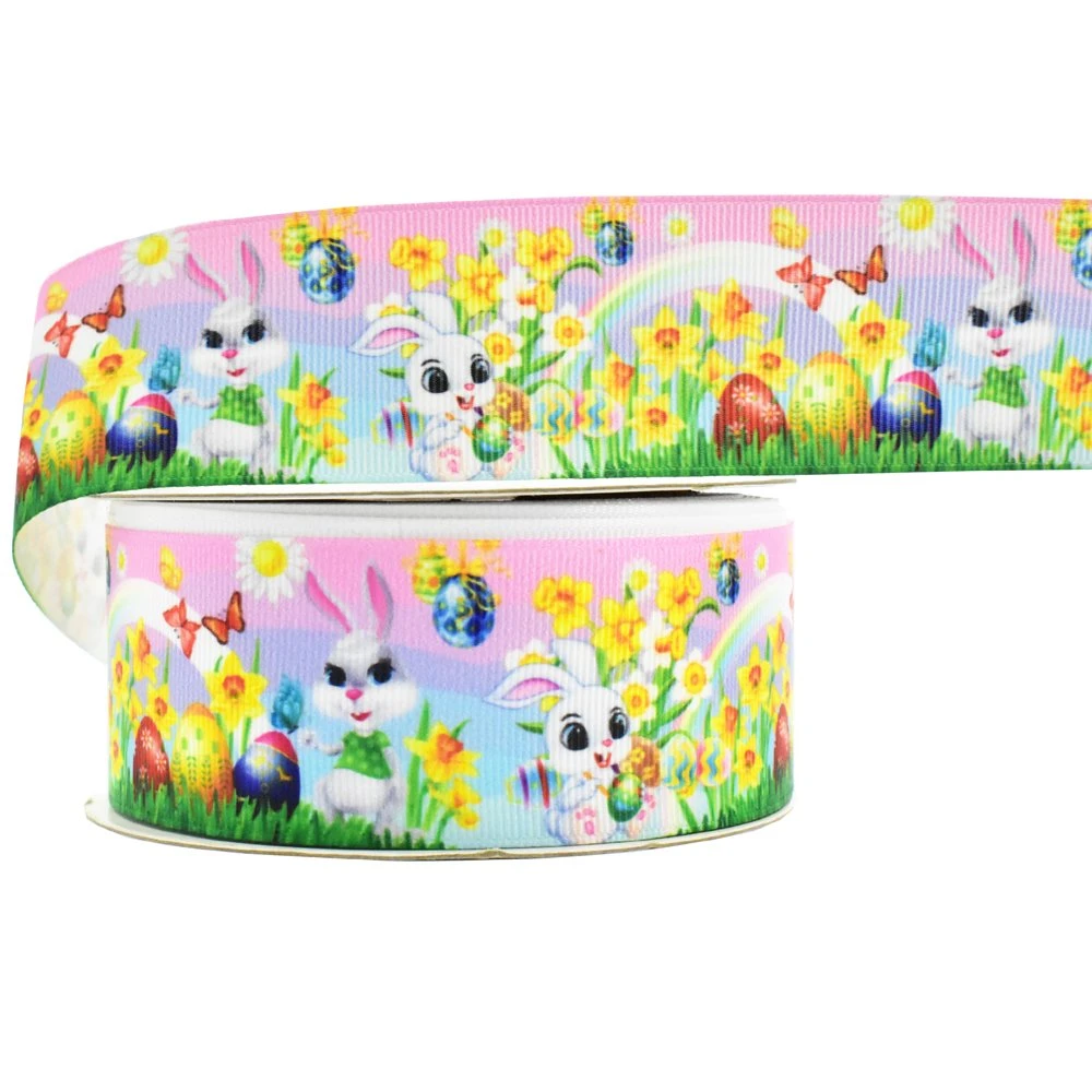 Easter Ribbons Craft Wreaths Making Decoration Supplies Custom Assorted Easter Easter Bunny Chicken Rabbit Printed Ribbon