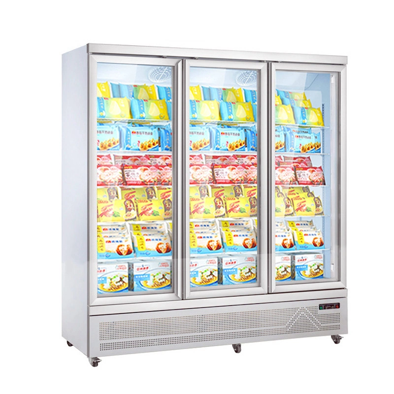 Vertical Freezer Glass Door Ice Cream Display Refrigerators and Freezers in Retail Supermarket