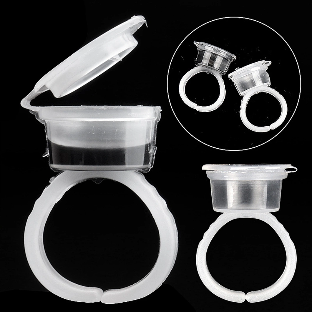 Beiqili 100 Pack Disposable Plastics Glue Ring Eyelash Glue Holder Blooming Cup Glue Rings Faux Cils Maquillage