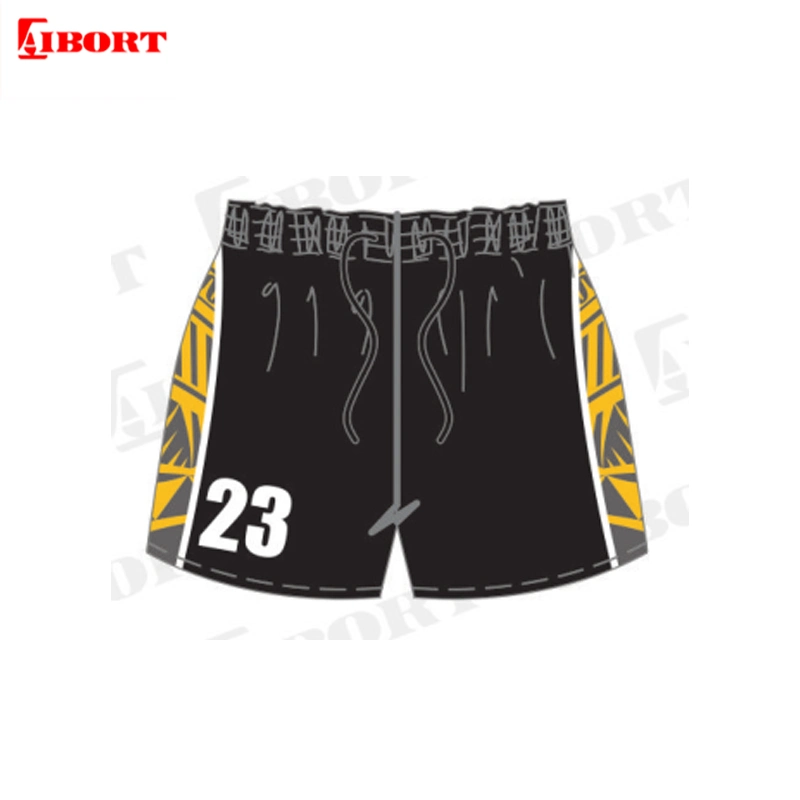 Aibort última impresión personalizada de sublimación Mayoreo Negro hombres pantalones cortos de rugby