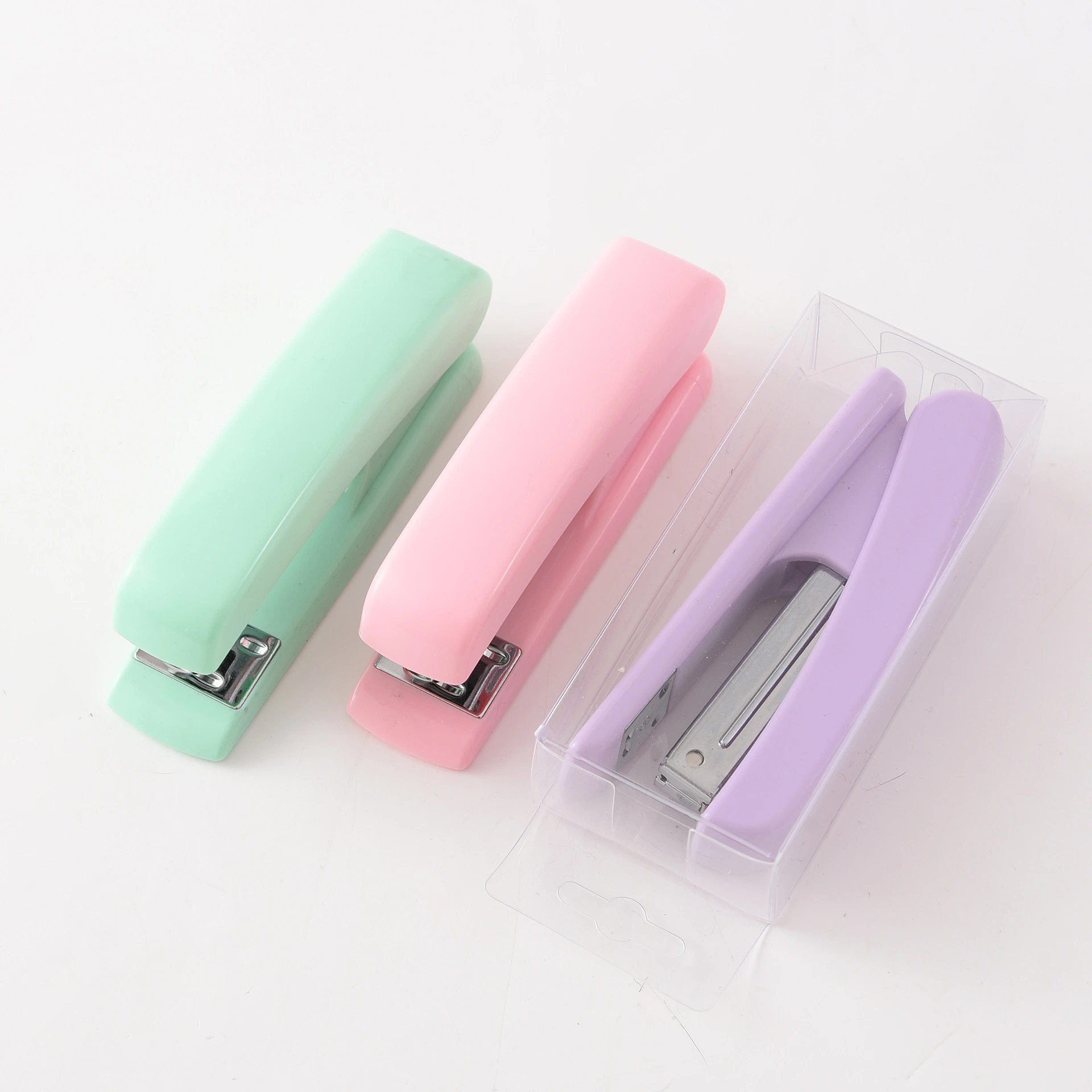 Macaron Color Stapler PVC Box Packaging Office Supplies Stationery