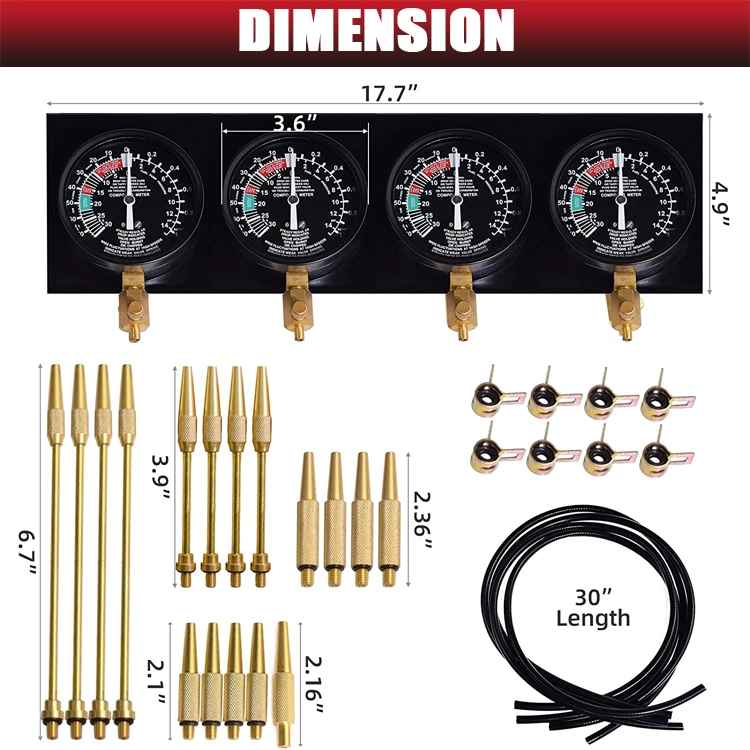 4 Gauge Motorcycle/Vehicle Fuel Vacuum Carburetor Synchronizer Diagnostic Adjustment Tools