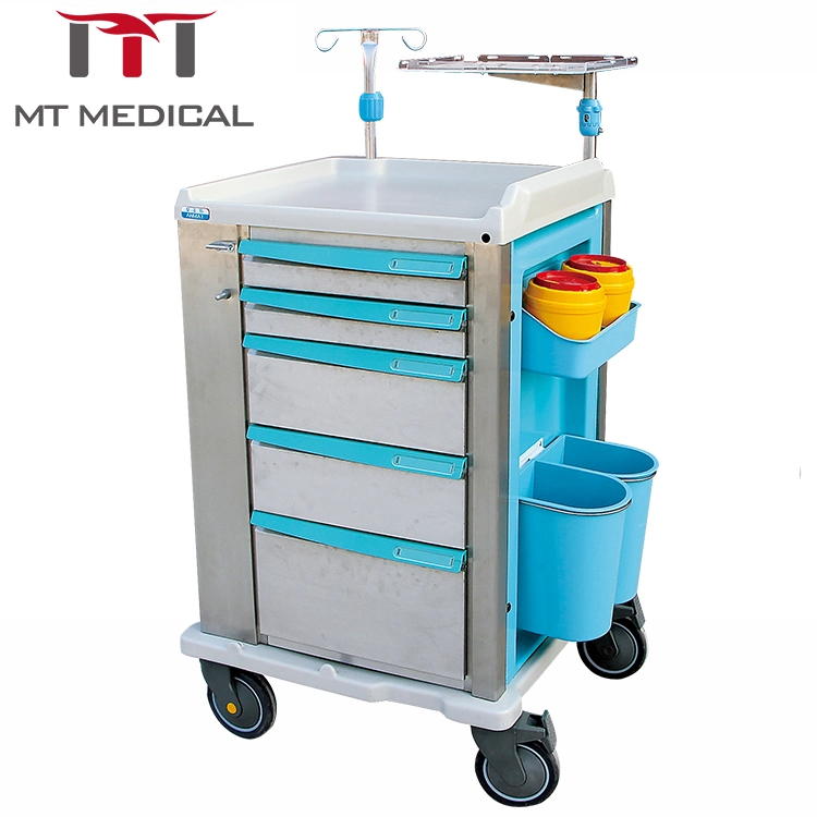 Bon prix Hôpital médical anesthésie urgence chariot professionnel ABS plastique Service hospitalier multifonction