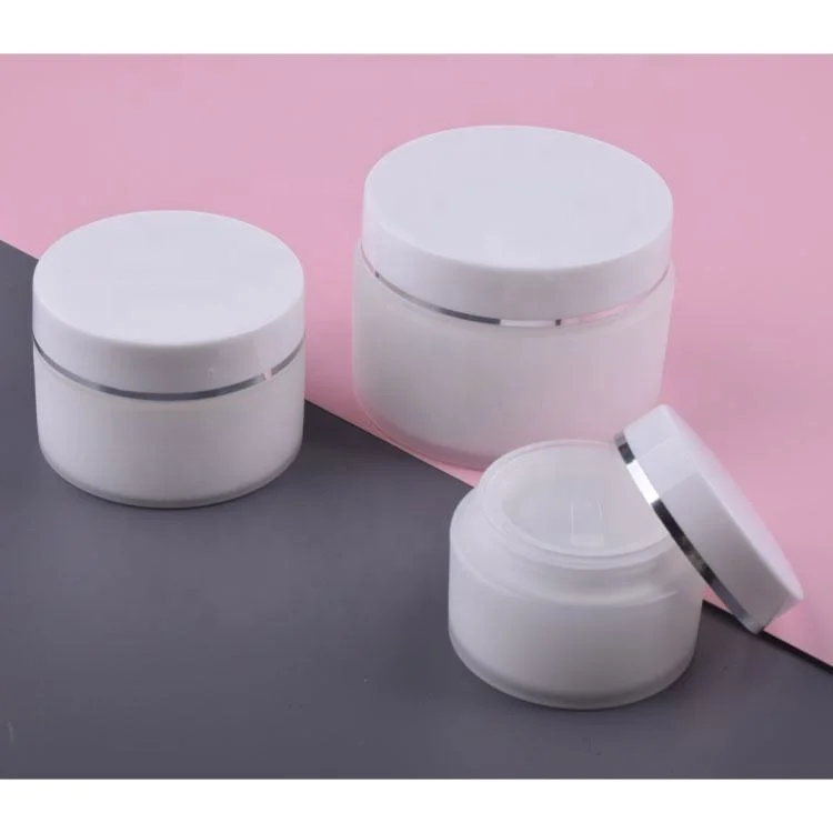 10g 15g 20g 30g 50g Empty White Double Wall Frosted Plastic Packaging Container PP Cosmetic Cream Jar for Sale