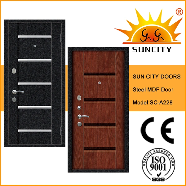 Safety Front Metal MDF Wooden PVC Film Door with Frame