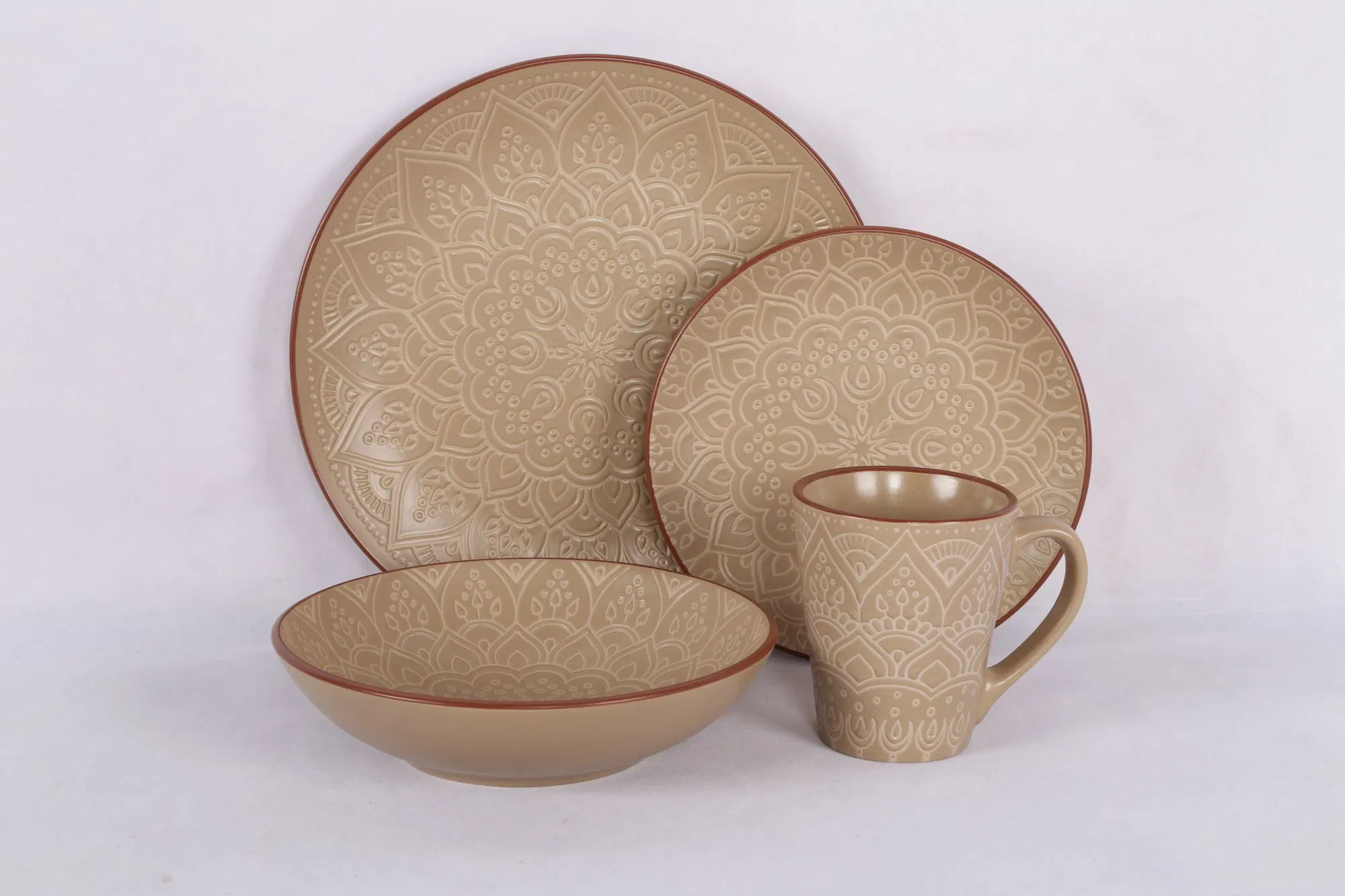 Modern Hot Reactive Glaze Embossed Dinnerware Set for Dilyuse and Banquet