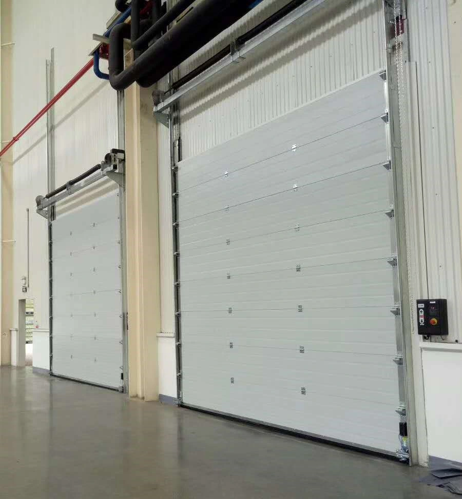 Industrial Exterior Security Single Skin Wood Grain Sectional Overhead Auto Gate for Garage with High Density PU Form