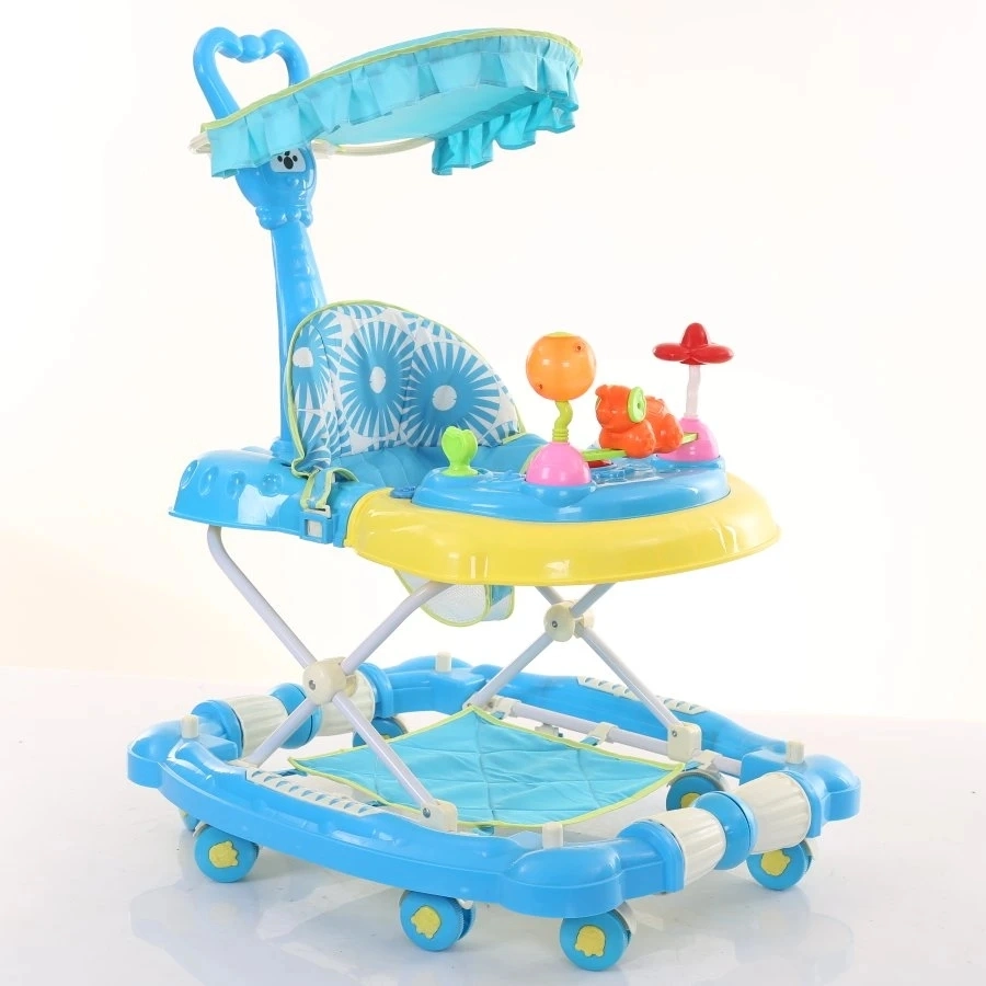 Folding Baby Walker for Kids Learn to Walk/Plastic Baby Cartoon Toy with Music and Mult Wheel