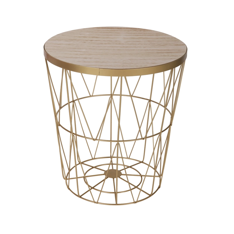 Elegant Design Metal Round Coffee Table Furniture Storage Basket