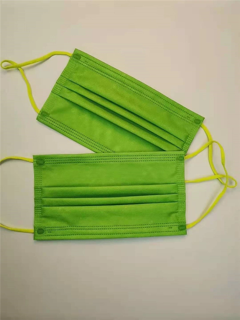 Green Color Mask Meltblown Cloth, Now-Woven, Elastic, Tie-on, Bef> 95%, Disposable, 3ply, Layer, Protecive, Face Mask,