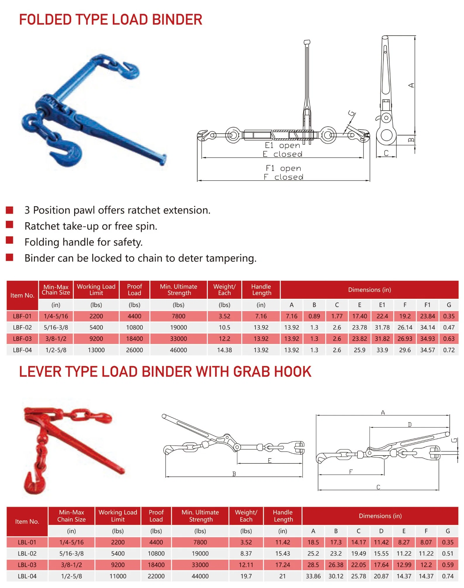 Ratchet Type Load Binder Load Restraints