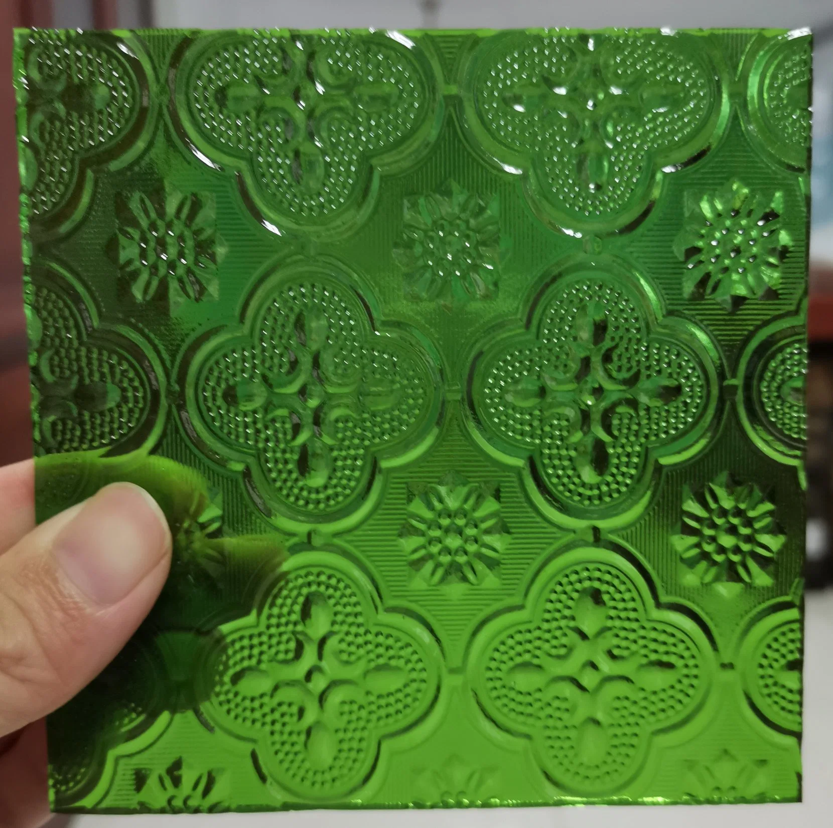 3mm 4mm 5mm Green Tinted Colored Flora Fluted Pattern Glass for Deco