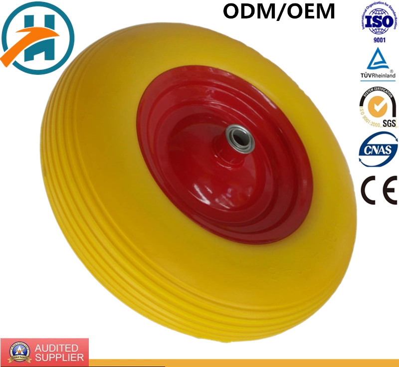 Colour PU Wheel with Steel /Plastic Rim (16*4.00-8)