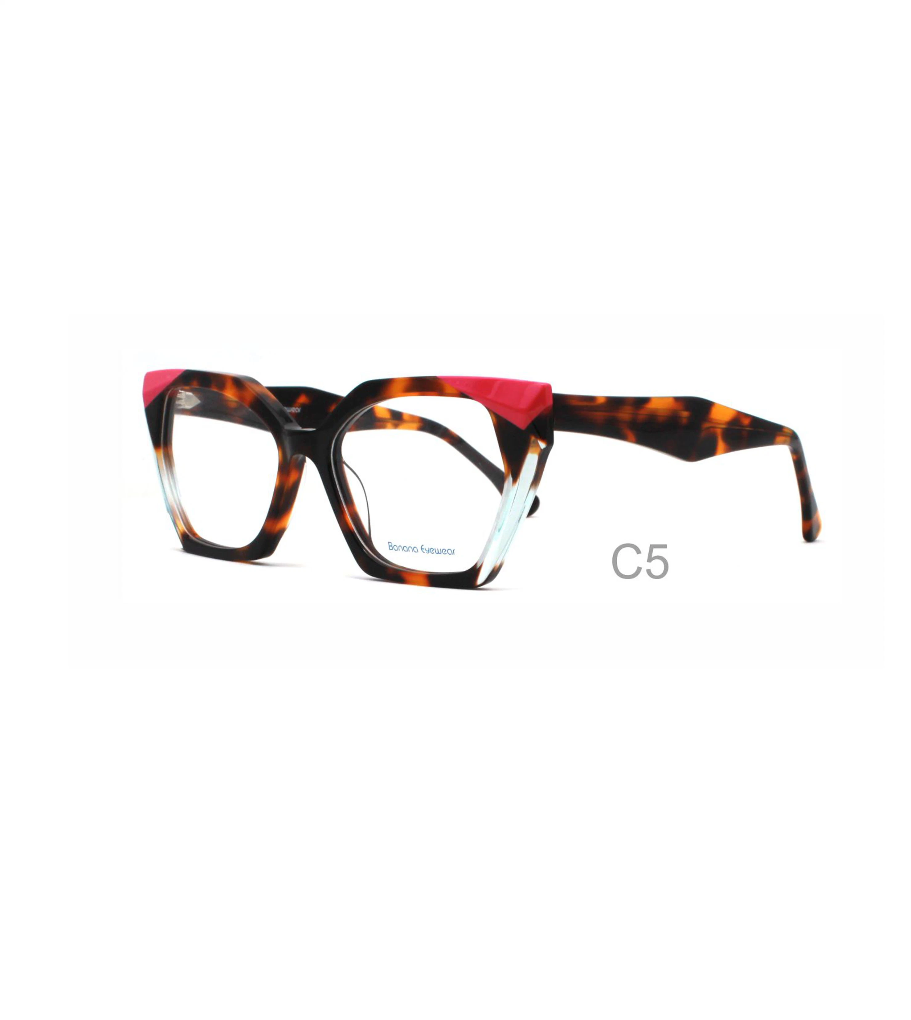 Women Funky Cat Eye Lamination Acetate Eyewear Frames