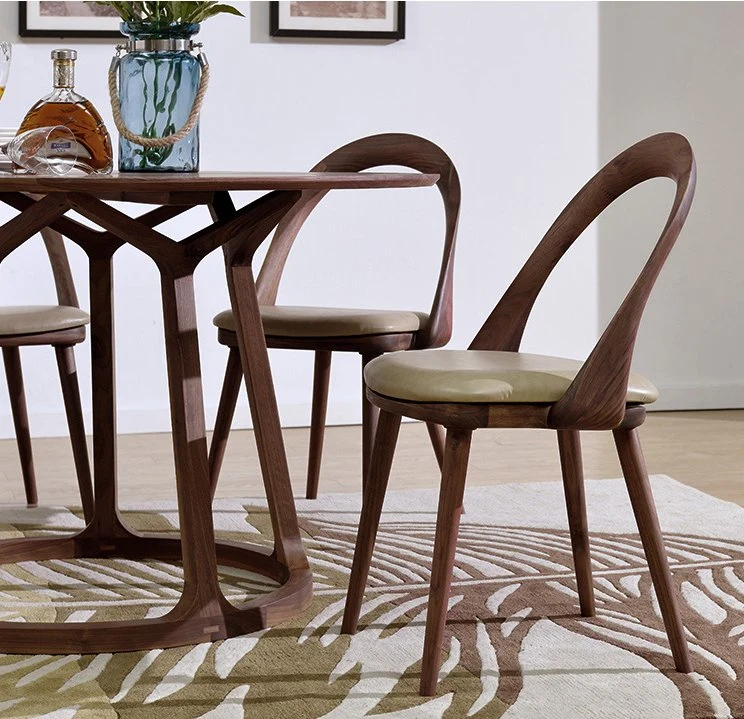 Silla de Comedor madera maciza Asiento de tela con el respaldo de la Ronda elegante