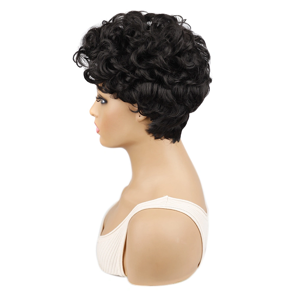 Perruques courtes pour femmes, perruques naturelles ondulées pour femmes noires, perruque en fibre synthétique résistante à la chaleur, perruque coupe pixie avec frange, perruque américaine africaine.